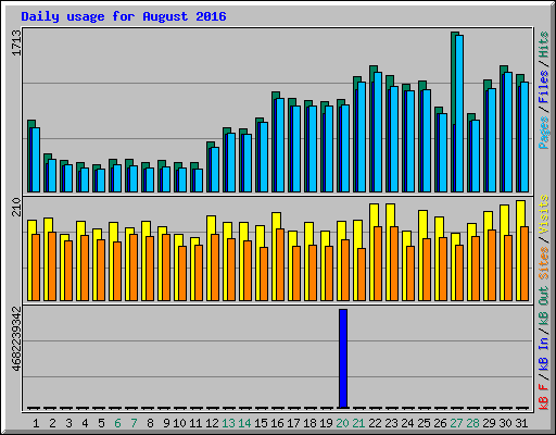 Daily usage for August 2016