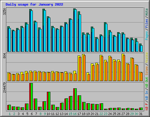 Daily usage for January 2022