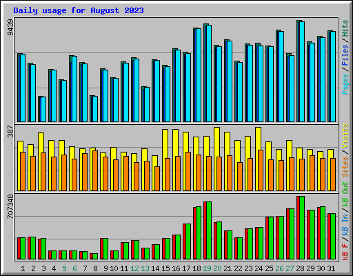 Daily usage for August 2023