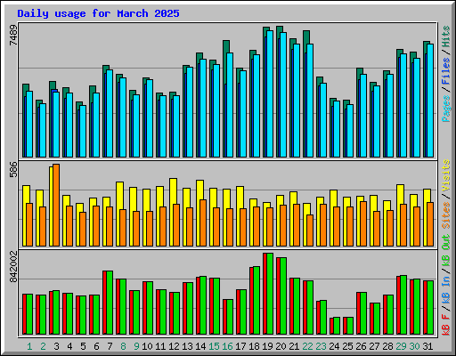Daily usage for March 2025