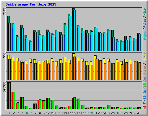 Daily usage for July 2025