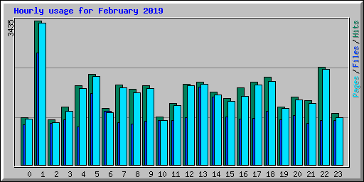 Hourly usage for February 2019